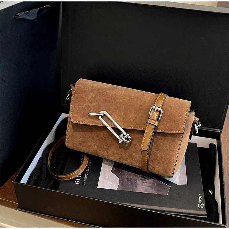 Retro Frosted New Shoulder Bag Women Autumn And Winter Suede High - end Fashion Women's Wallet Versatile Texture Small Square Bag - SN Wigs & More