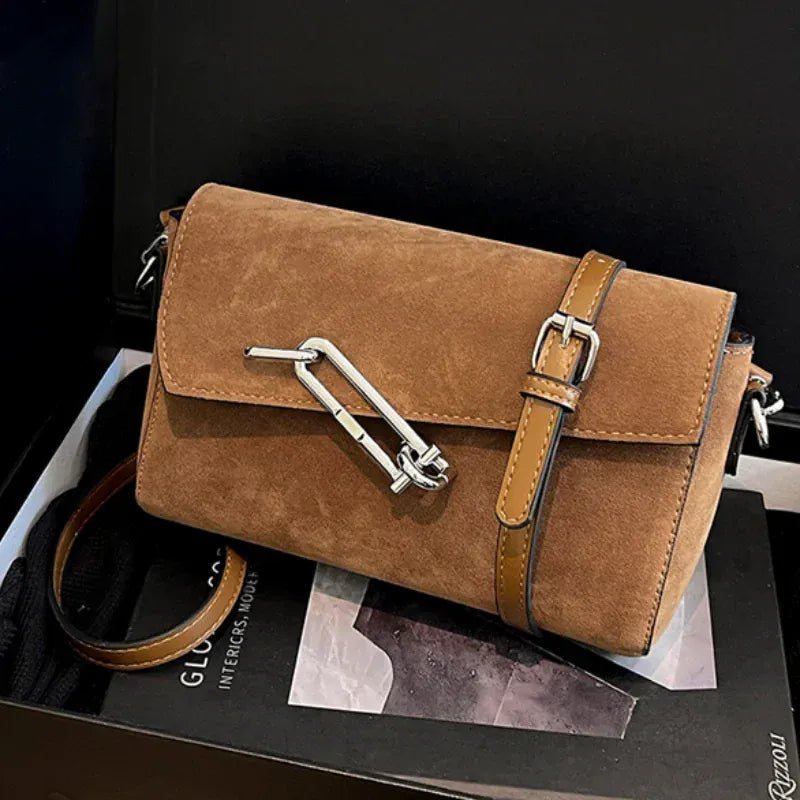 Retro Frosted New Shoulder Bag Women Autumn And Winter Suede High - end Fashion Women's Wallet Versatile Texture Small Square Bag - SN Wigs & More