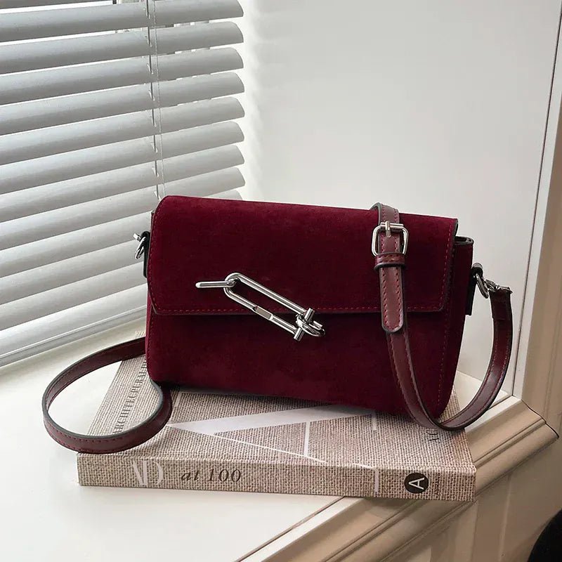 Retro Frosted New Shoulder Bag Women Autumn And Winter Suede High - end Fashion Women's Wallet Versatile Texture Small Square Bag - SN Wigs & More