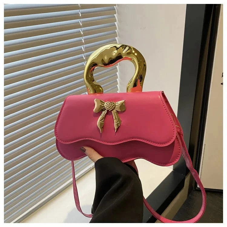 RetroTote Bag Bow PU Leather Handbag Large Capacity Shoulder Bags Candy Color  Fashionable Crossbody Bag Droshipping Wholesale