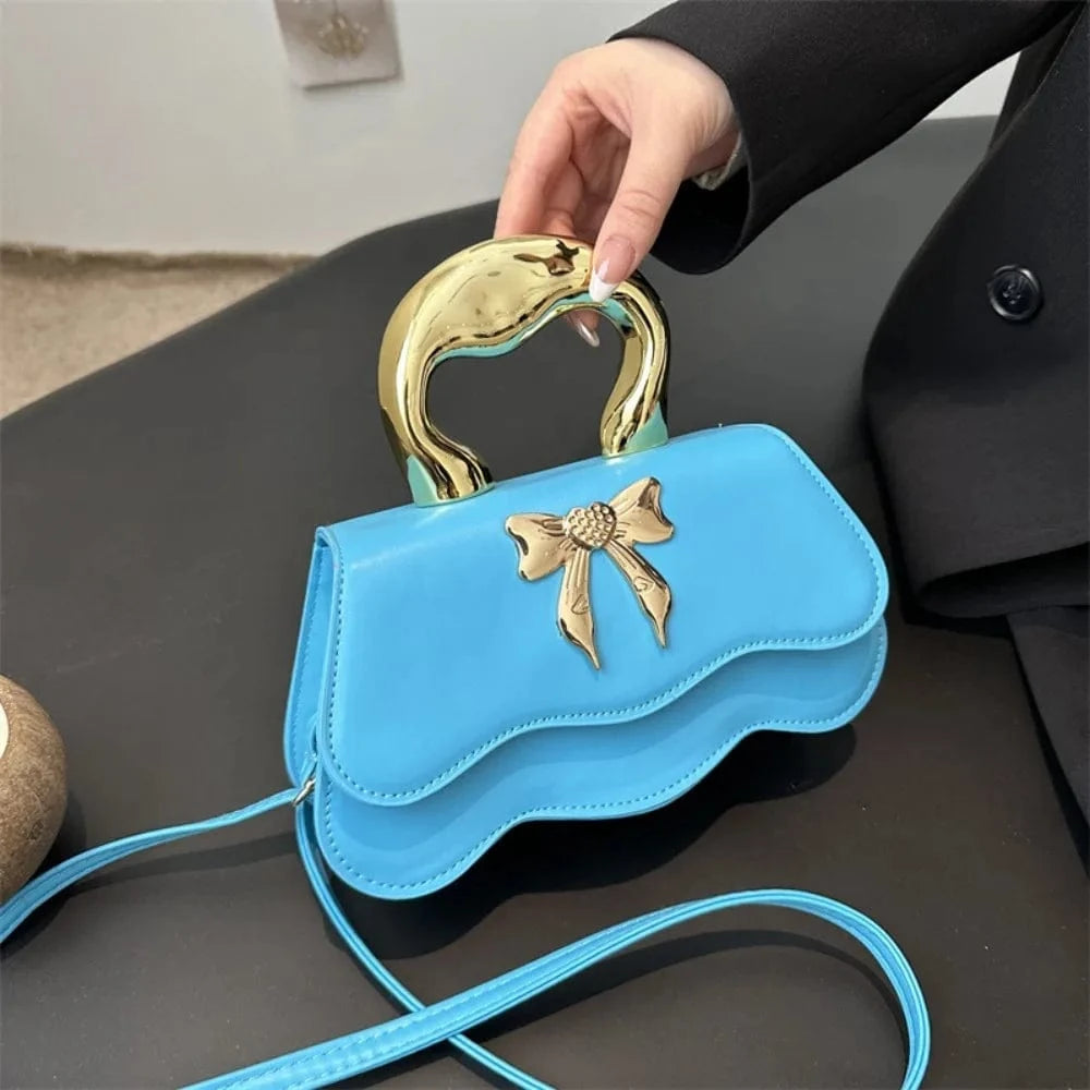 RetroTote Bag Bow PU Leather Handbag Large Capacity Shoulder Bags Candy Color  Fashionable Crossbody Bag Droshipping Wholesale