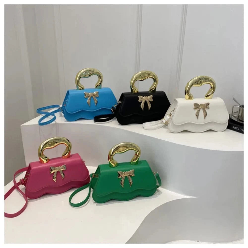 RetroTote Bag Bow PU Leather Handbag Large Capacity Shoulder Bags Candy Color  Fashionable Crossbody Bag Droshipping Wholesale