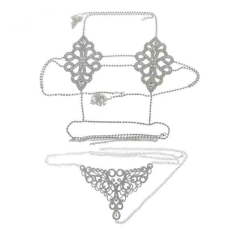 Rhinestone Crystal Bikini Chest Chain Body Chain Jewelry Accessory