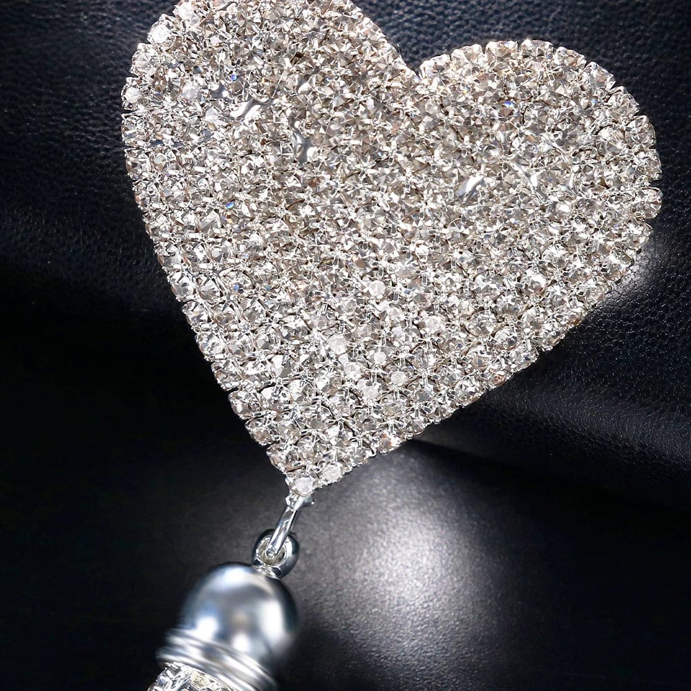 Rhinestone Heart Long Tassel Earrings Luxury Wholesale Boho Tassel Earring Jewelry for Women
