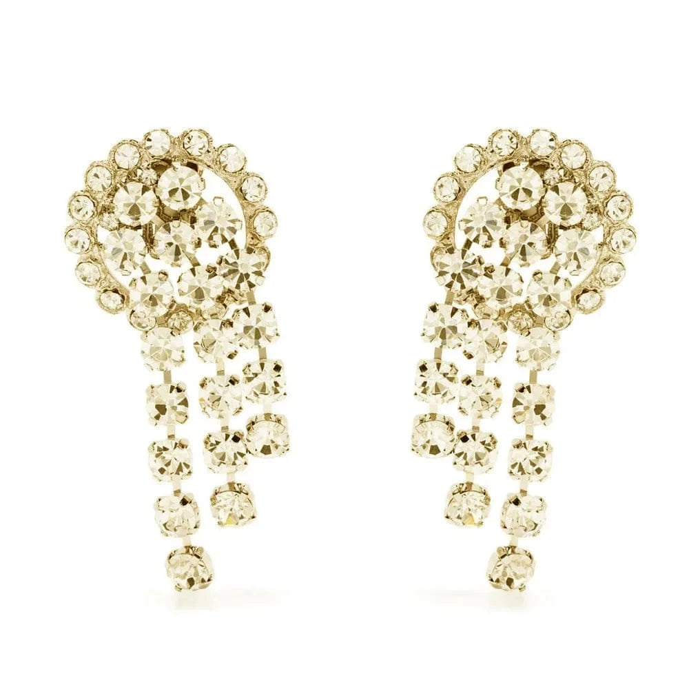 Rhinestone Luxury Asymmetrical Earrings Jewelry Design Crystal Geometric Shape Drop Short Tassel Earring for Women