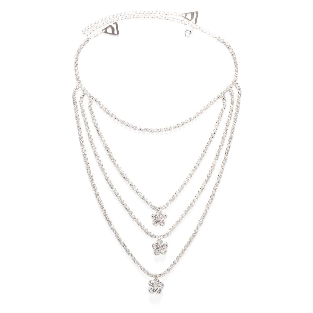 Rhinestone Shoulder Chain Bridal Jewelry Silver Crystal Bra Strap Sexy Body Jewelry Wedding Jewelry