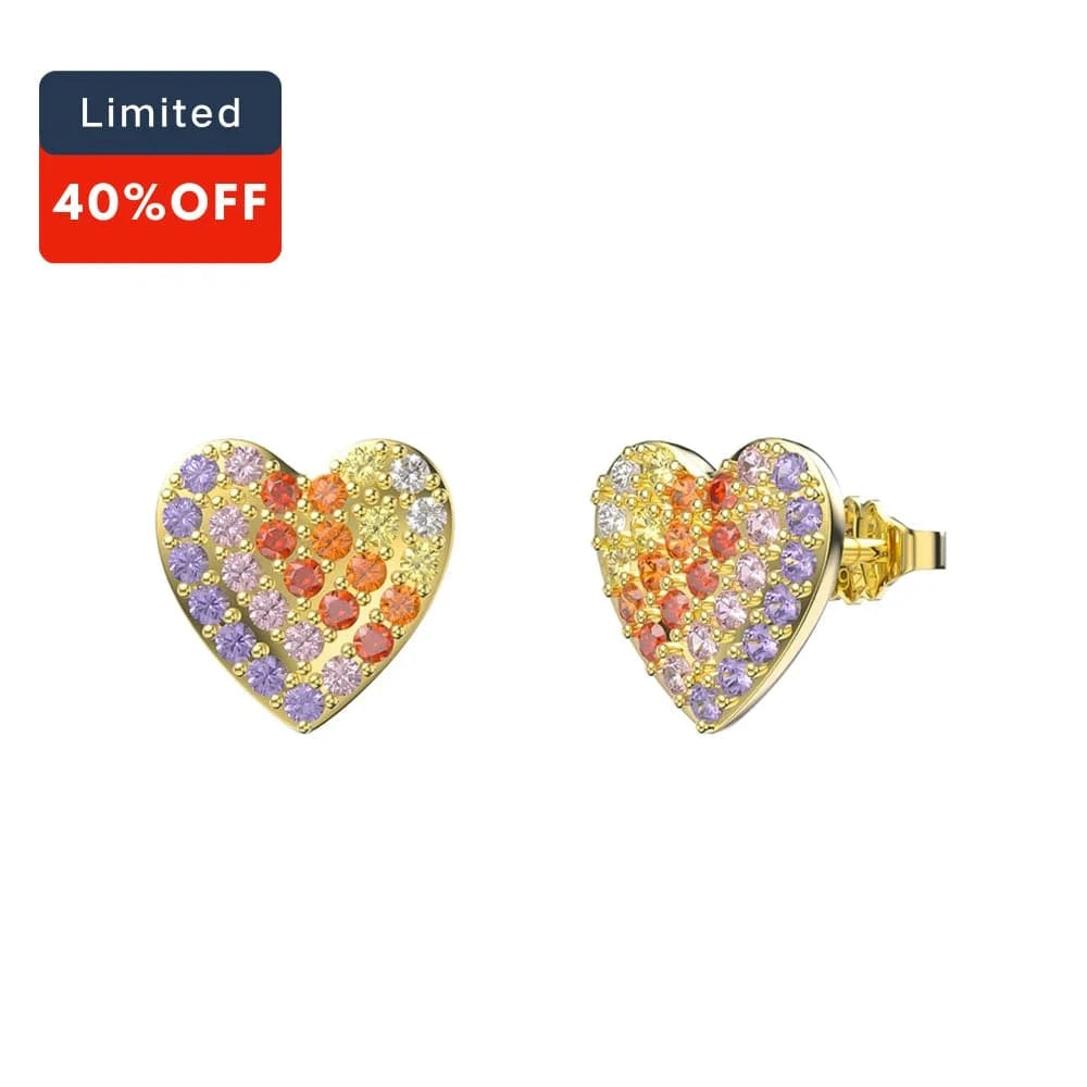 Rhodium Plated RINNTIN EQE91 2023 New Arrival Fine Jewelry Earrings Color Zirconia 925 Sterling Silver Heart-shaped Stud Earrings For Women