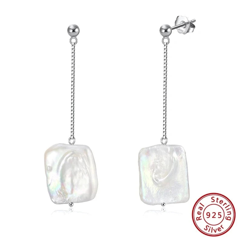 Rhodium Plated Rinntin GPE05 S925 Silver Pearl Jewelry 14K Gold Baroque Irregular Freshwater Dangle Pearl Earring For Women