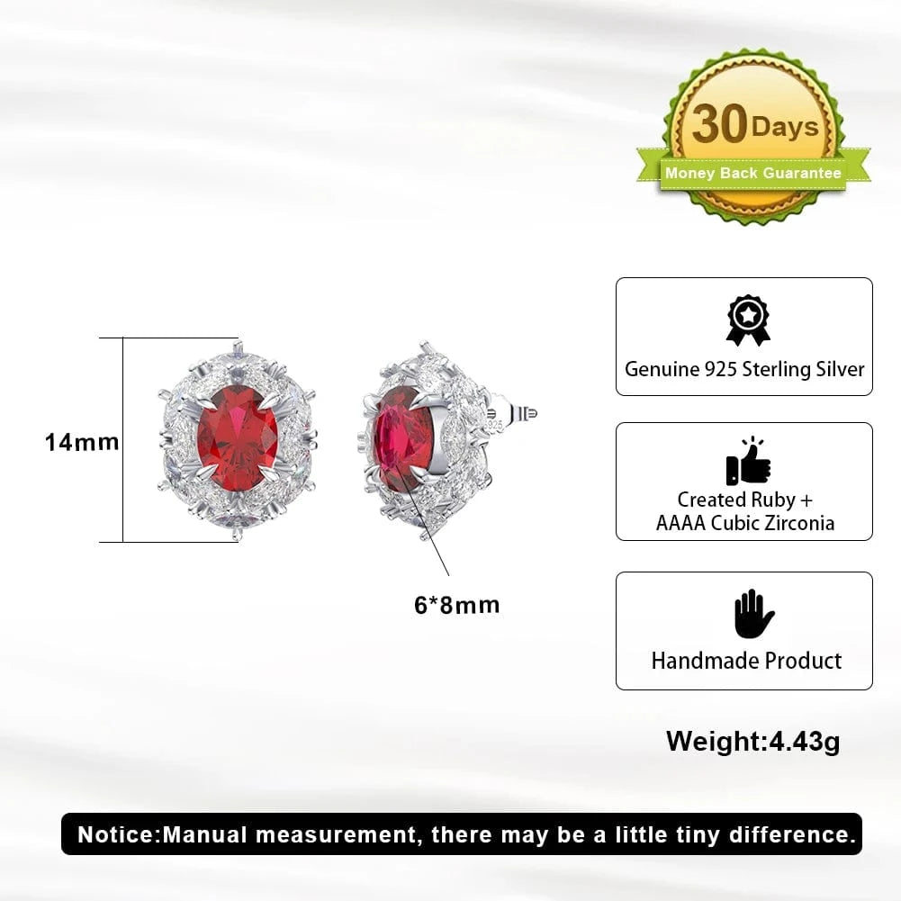 Rhodium Plated RINTINN LZE04 Factory Hypoallergenic Stud Earring Jewelry Created Ruby Cubic Zirconia 925 Sterling Silver Earrings for Women