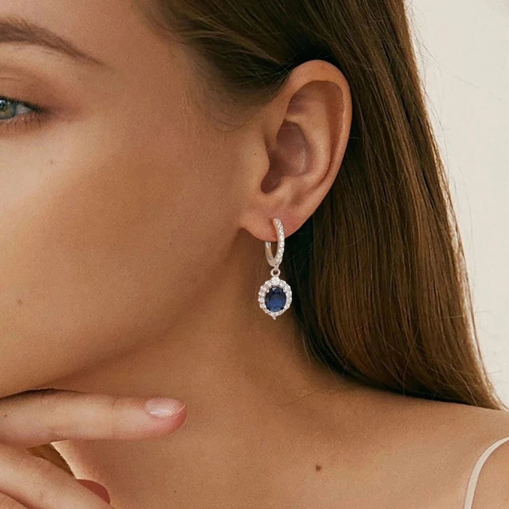 Rhodium Plated RINTINN LZE05 Silver Earings Studs Jewelry 8a Created Sapphire Cubic Zirconia Trendy Earings Square Popular Silver 925 Zirconia