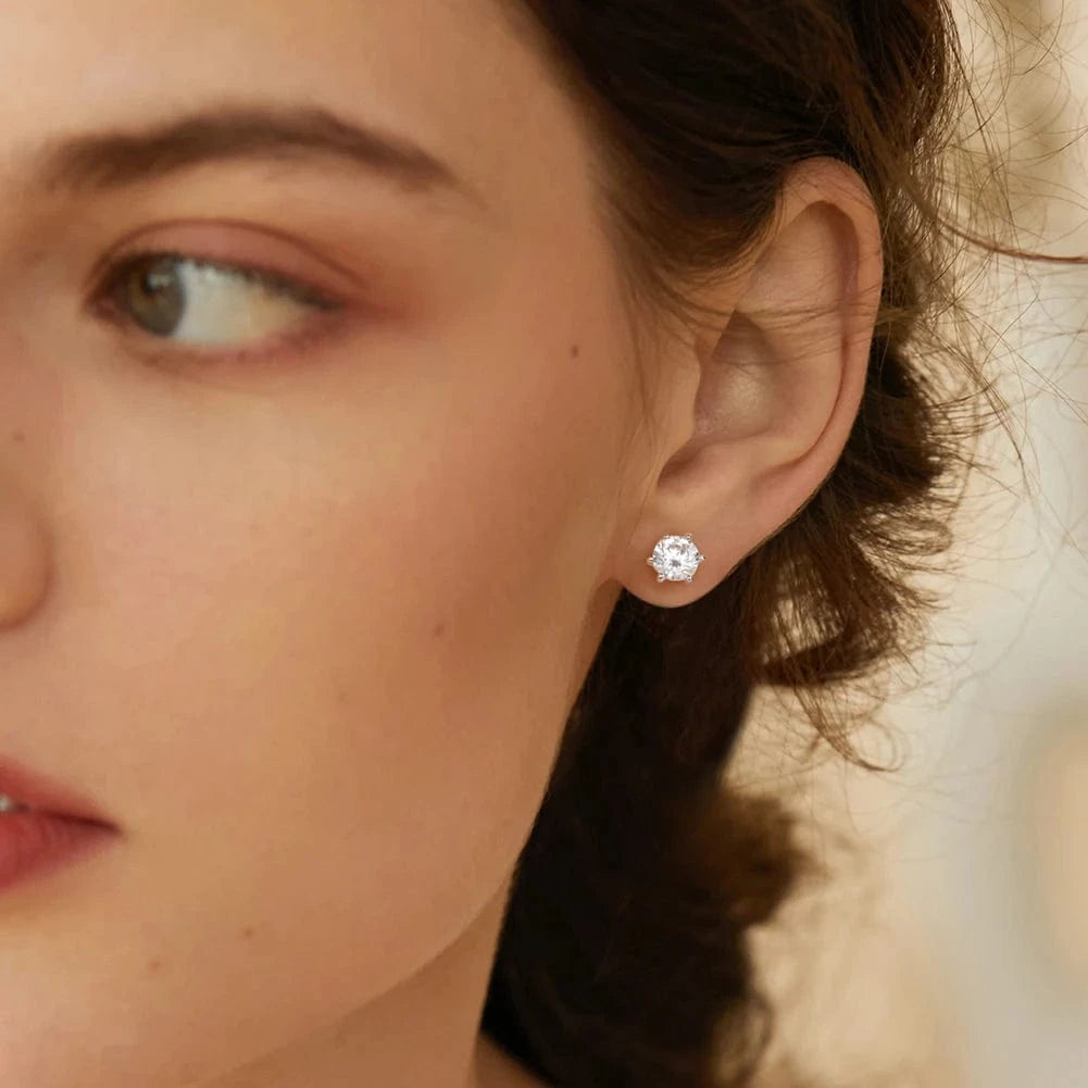 Rhodium Plated RINTINN LZE07 Fine Earring 925 Sterling Silver Flash Wedding 8A Zirconia Luxury Stud Earrings for Women Jewelry Making