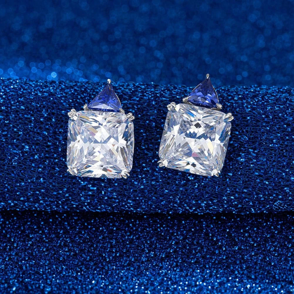 Rhodium Plated RINTINN LZE08 Silver 925 Earrings Square Sterling Popular Silver 925 Cubic Zirconia Created Tanzanite Earrings For Women