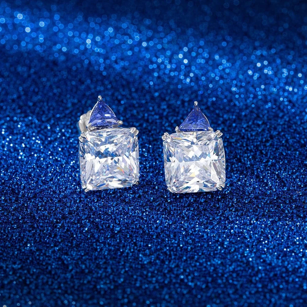 Rhodium Plated RINTINN LZE08 Silver 925 Earrings Square Sterling Popular Silver 925 Cubic Zirconia Created Tanzanite Earrings For Women