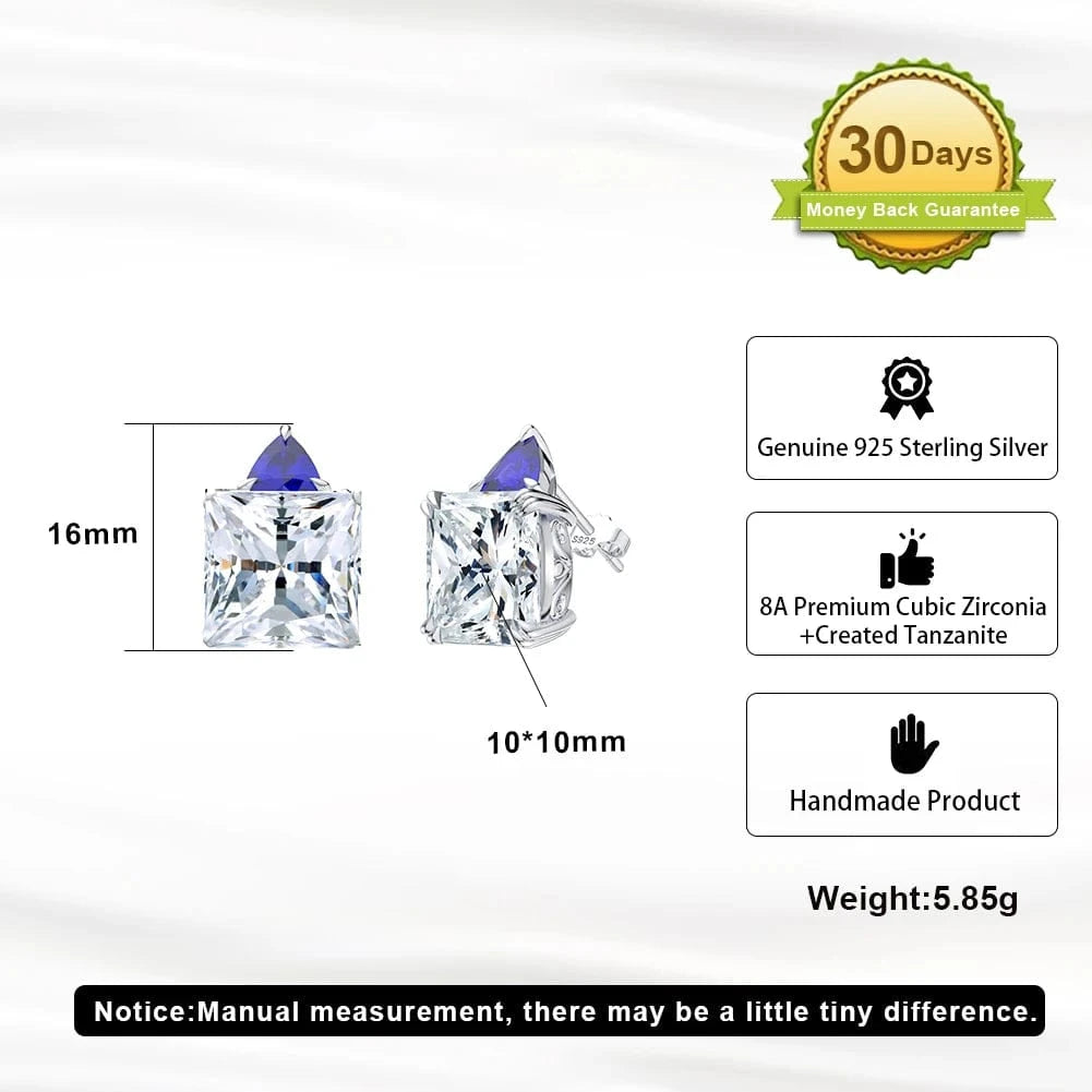 Rhodium Plated RINTINN LZE08 Silver 925 Earrings Square Sterling Popular Silver 925 Cubic Zirconia Created Tanzanite Earrings For Women