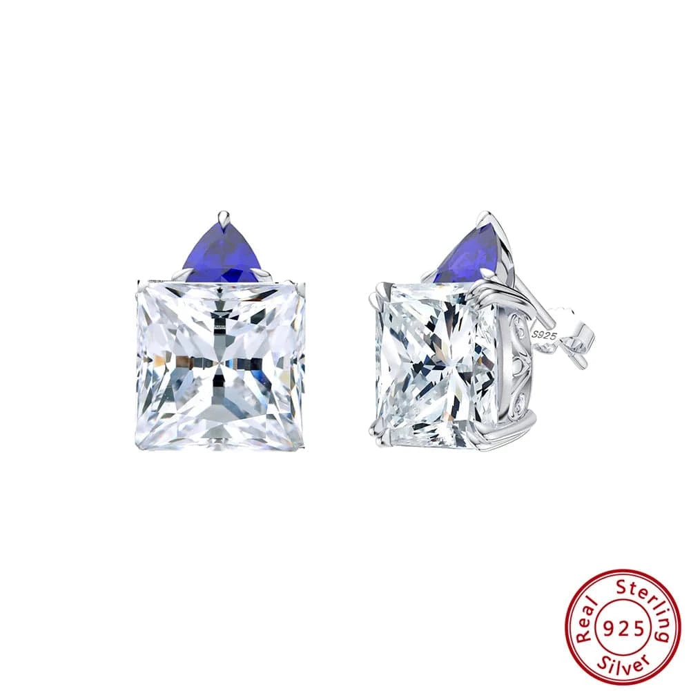 Rhodium Plated RINTINN LZE08 Silver 925 Earrings Square Sterling Popular Silver 925 Cubic Zirconia Created Tanzanite Earrings For Women