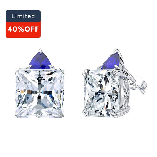 Rhodium Plated RINTINN LZE08 Silver 925 Earrings Square Sterling Popular Silver 925 Cubic Zirconia Created Tanzanite Earrings For Women