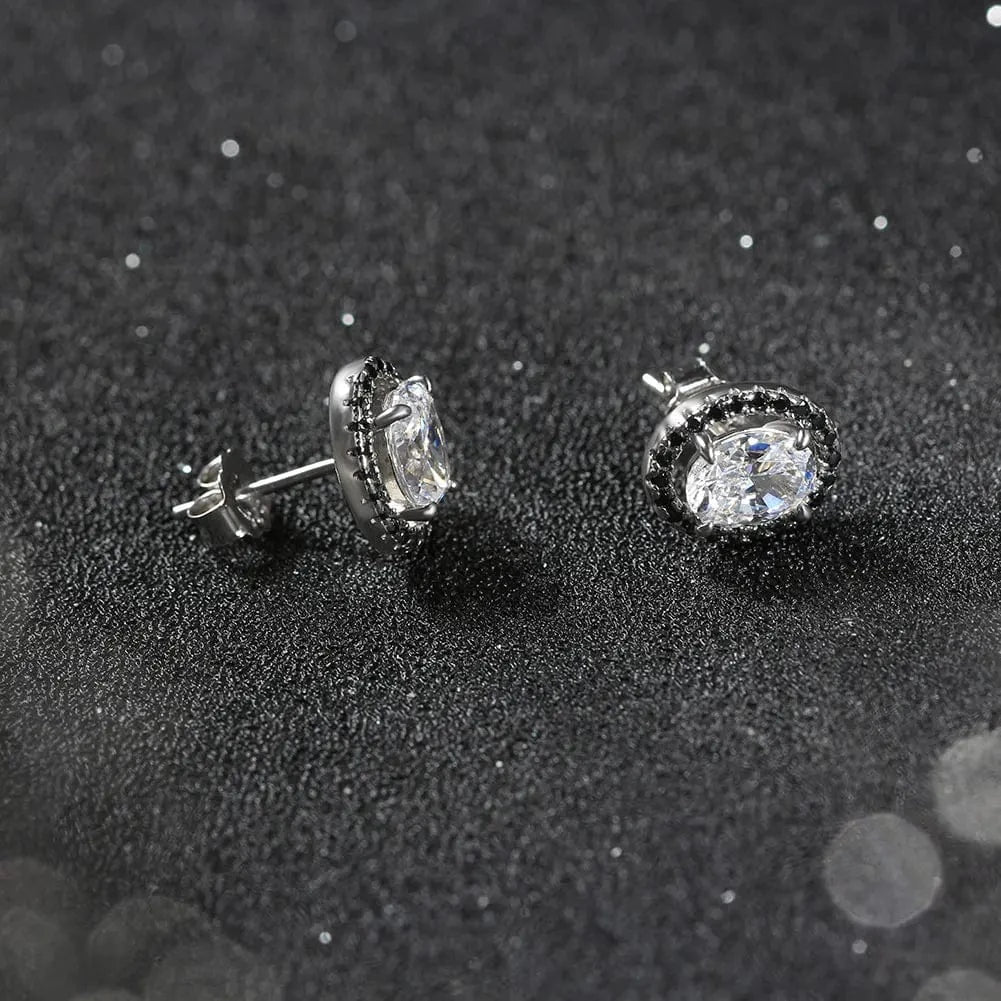 Rhodium Plated RINTINN LZE17 Earrings Womens Custom Jewelry Black 5A CZ Diamond Earrings Created Sapphire Bridal Wedding Party Stud Earring