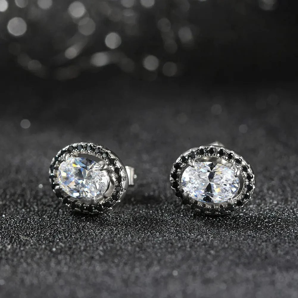 Rhodium Plated RINTINN LZE17 Earrings Womens Custom Jewelry Black 5A CZ Diamond Earrings Created Sapphire Bridal Wedding Party Stud Earring