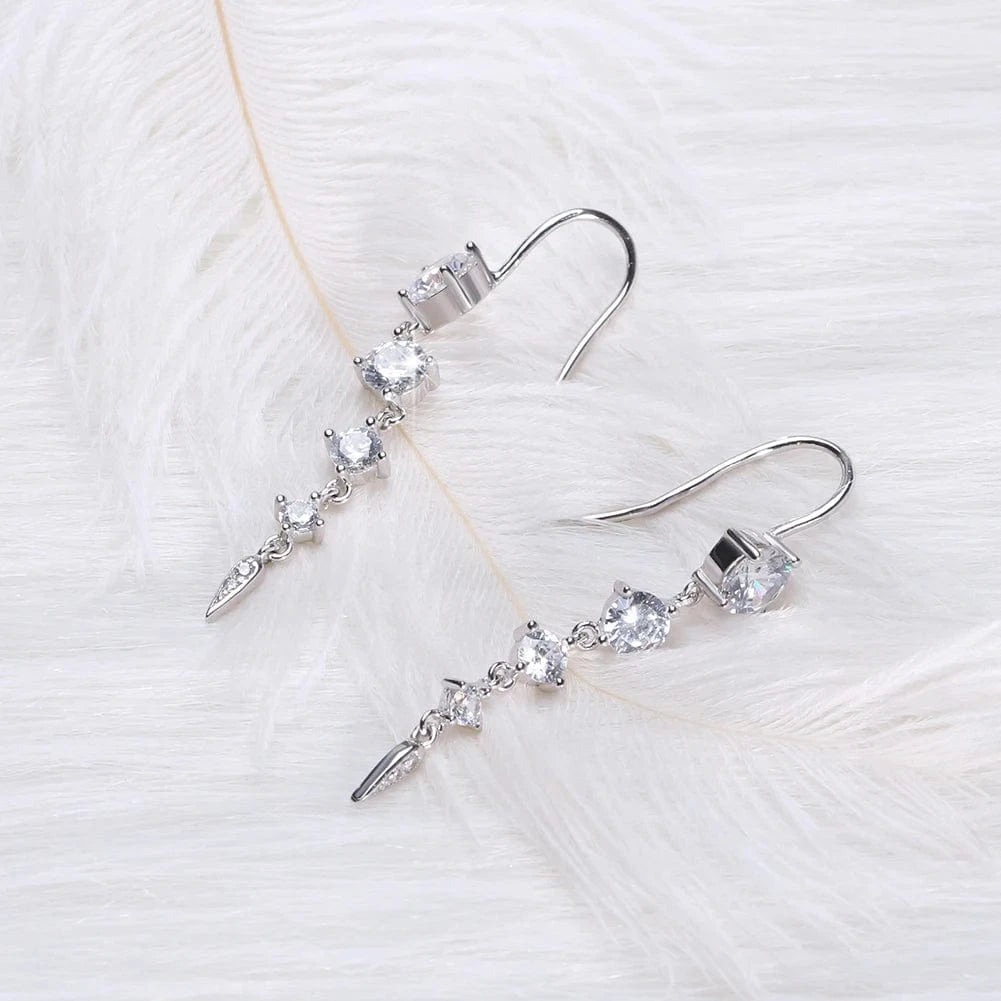 Rhodium Plated RINTINN SE52 925 Sterling Silver Fashion Diamond Tassel Chain Drop Earring Trend Europe and America hot sell silver jewelry