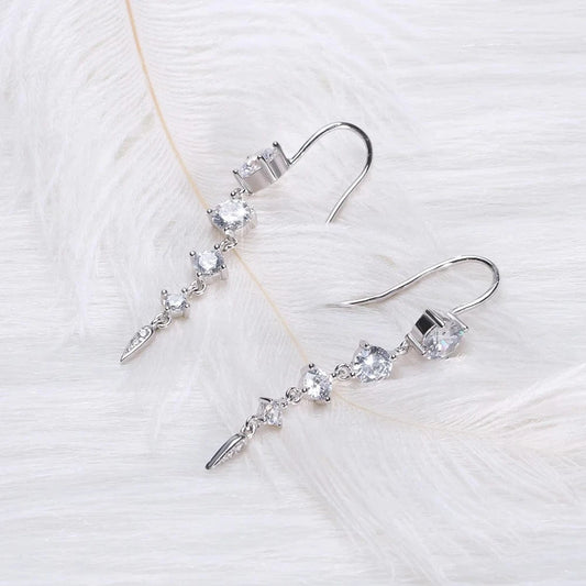 Rhodium Plated RINTINN SE52 925 Sterling Silver Fashion Diamond Tassel Chain Drop Earring Trend Europe and America hot sell silver jewelry