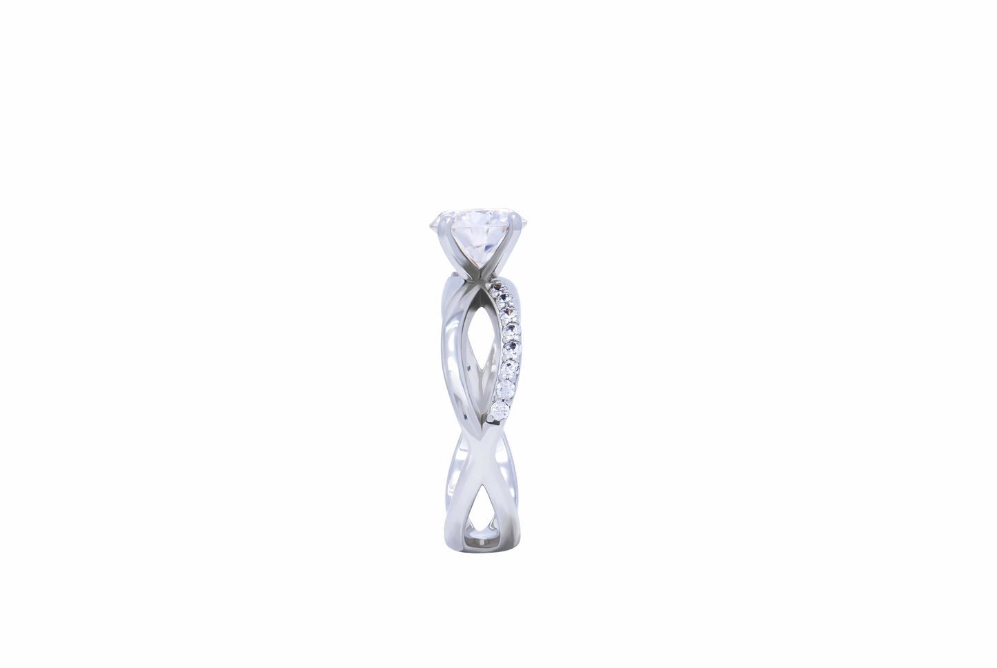 Ribbon connection surface inlaid engagement ring for wedding anniversary  between sincere love