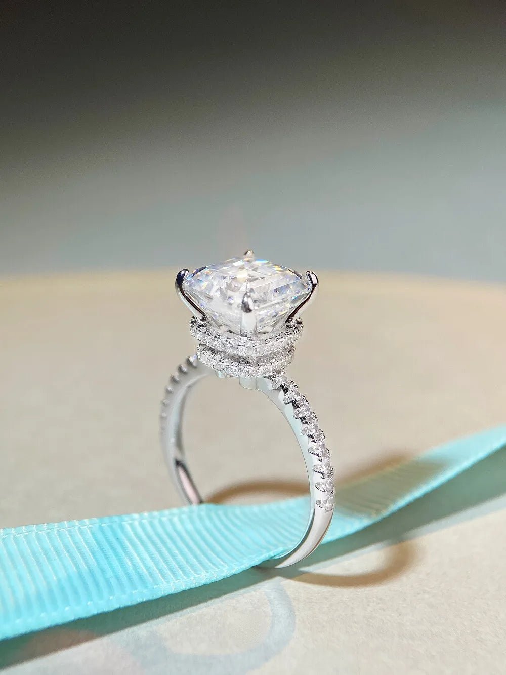 Ring + 9x9mm Asscher Cut Moissanite + Elegant Wedding Style - SN Wigs & More