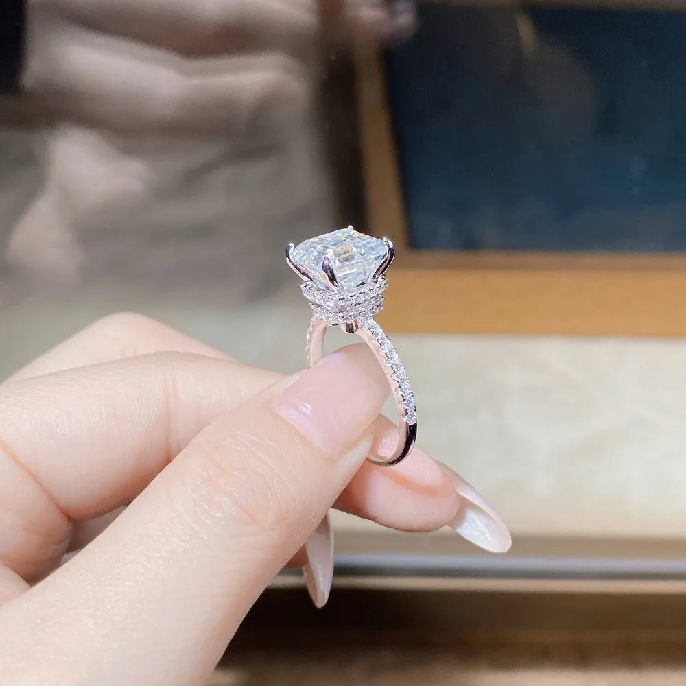 Ring + 9x9mm Asscher Cut Moissanite + Elegant Wedding Style - SN Wigs & More