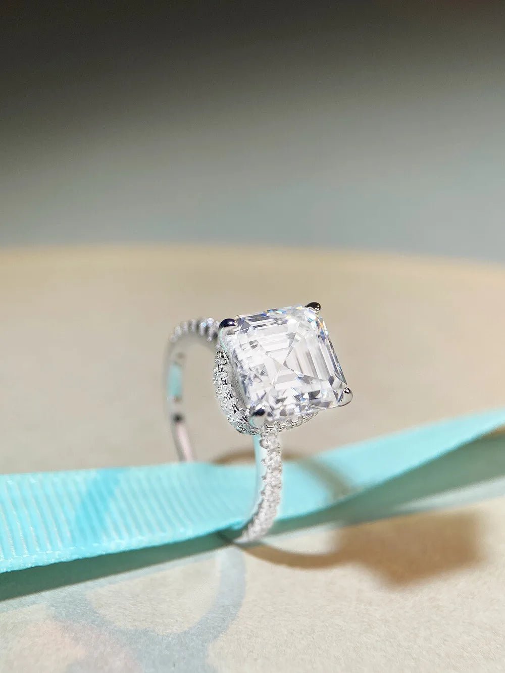 Ring + 9x9mm Asscher Cut Moissanite + Elegant Wedding Style - SN Wigs & More
