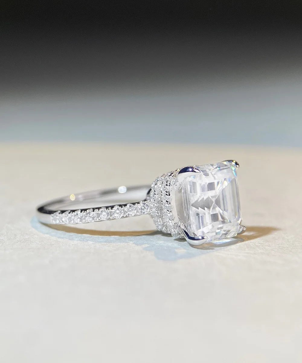 Ring + 9x9mm Asscher Cut Moissanite + Elegant Wedding Style - SN Wigs & More