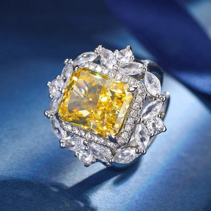 ring EYIKA Fine Jewelry Set Yellow Bridal Wedding Party Jewelry Set Women's Wedding Party Fine Jewelry