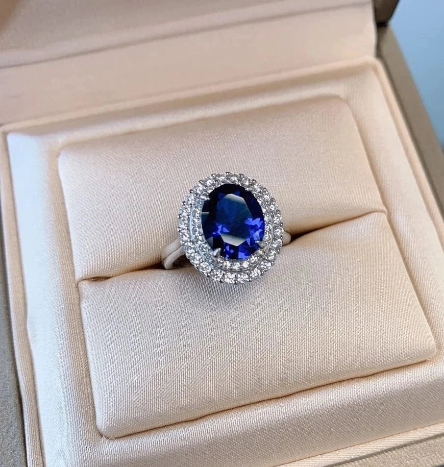 ring Luxury 100%925 Sterling Silver Oval Created Moissanite Rings/Earrings/Pendant/Necklace Wedding Jewelry Sets