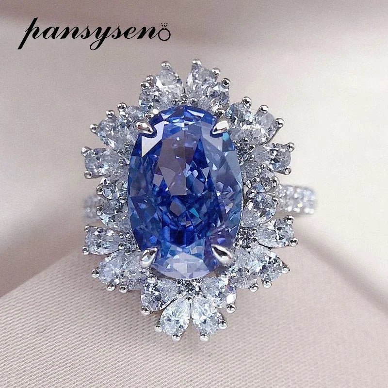 Ring With Oval Cut Sapphire 4.5 Carat In Sterling Silver - Classic Style - SN Wigs & More