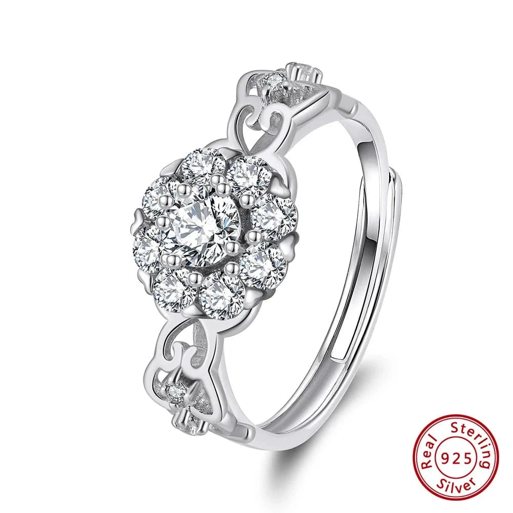 Rings 1 RINNTIN LMC01 Luxury Round Cut 8A Premium Cubic Zirconia Detachable Rotatable Charms 925 Sterling Silver Jewelry Set For Women