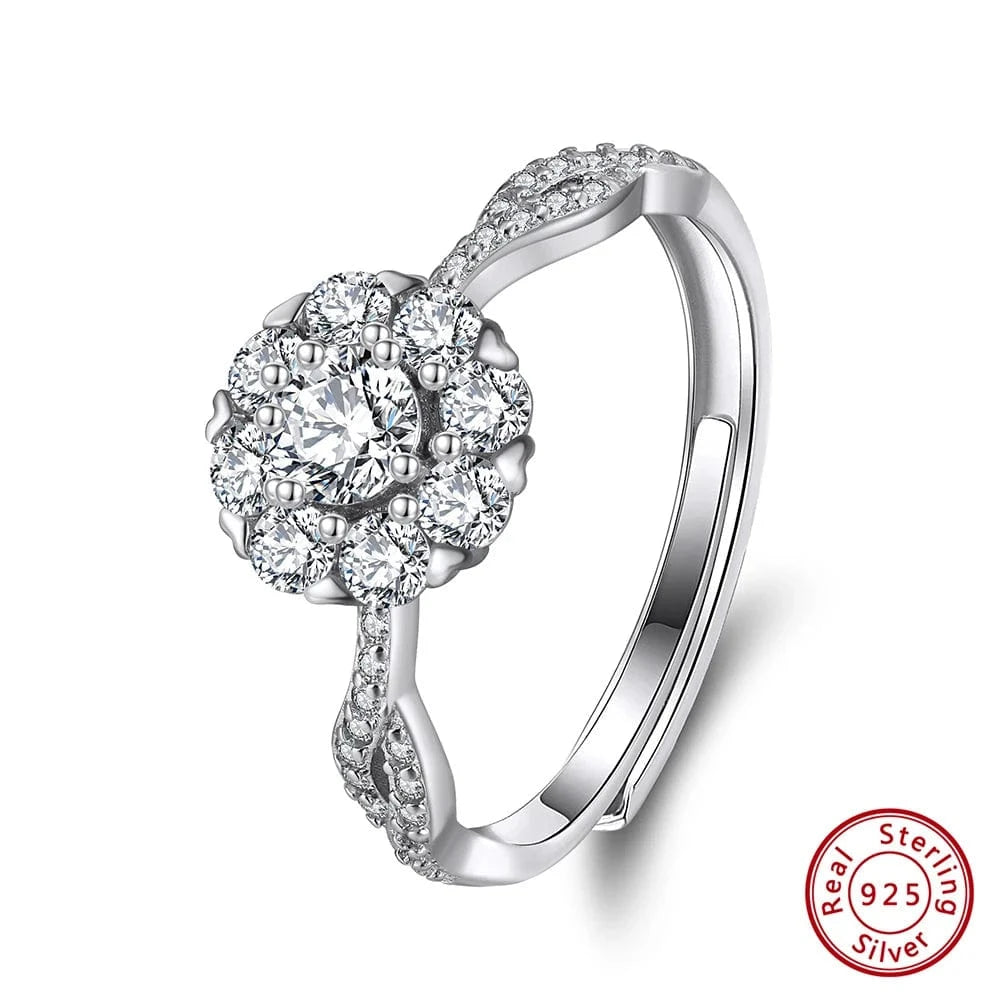 Rings 2 RINNTIN LMC01 Luxury Round Cut 8A Premium Cubic Zirconia Detachable Rotatable Charms 925 Sterling Silver Jewelry Set For Women