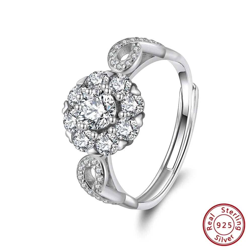 Rings 3 RINNTIN LMC01 Luxury Round Cut 8A Premium Cubic Zirconia Detachable Rotatable Charms 925 Sterling Silver Jewelry Set For Women