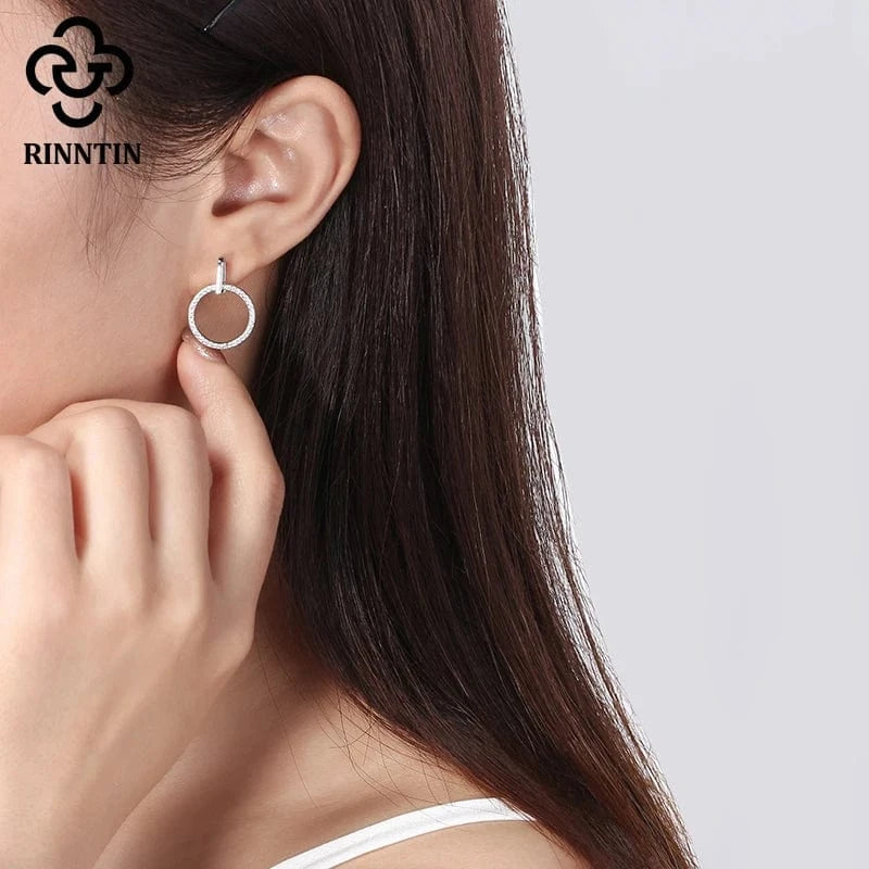 RINNTIN APE 2023 Fashion Jewelry 14k Gold Plated Drop Earring 925 Sterling Silver Huggie Hoop Small Earrings with Zircon