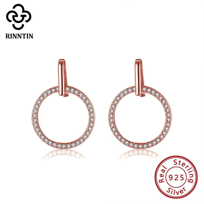 RINNTIN APE 2023 Fashion Jewelry 14k Gold Plated Drop Earring 925 Sterling Silver Huggie Hoop Small Earrings with Zircon