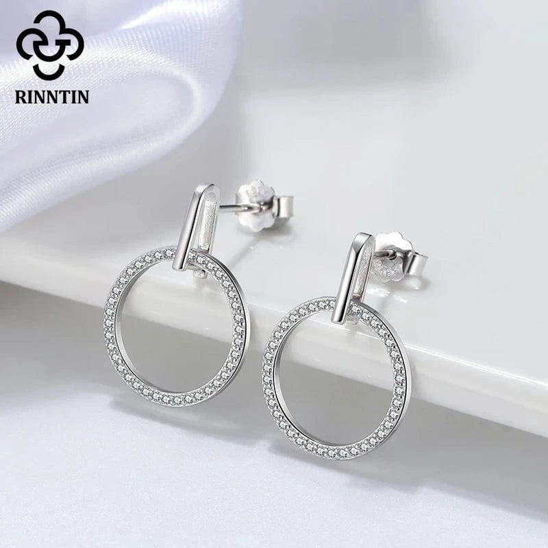 RINNTIN APE 2023 Fashion Jewelry 14k Gold Plated Drop Earring 925 Sterling Silver Huggie Hoop Small Earrings with Zircon