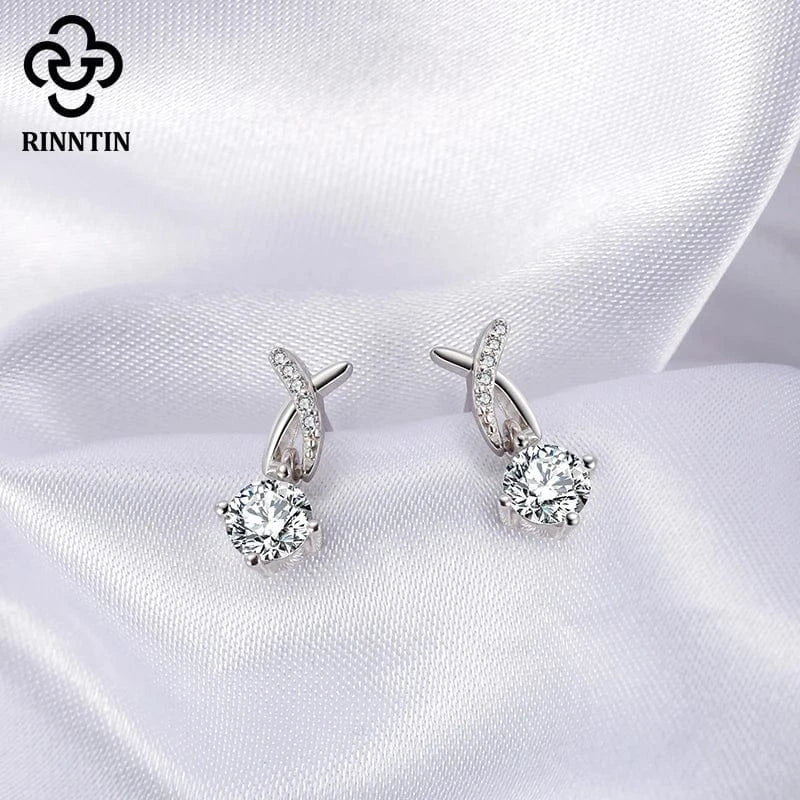 RINNTIN APE 2023 Fashion Jewelry 14k Gold Plated Drop Earring 925 Sterling Silver Huggie Hoop Small Earrings with Zircon