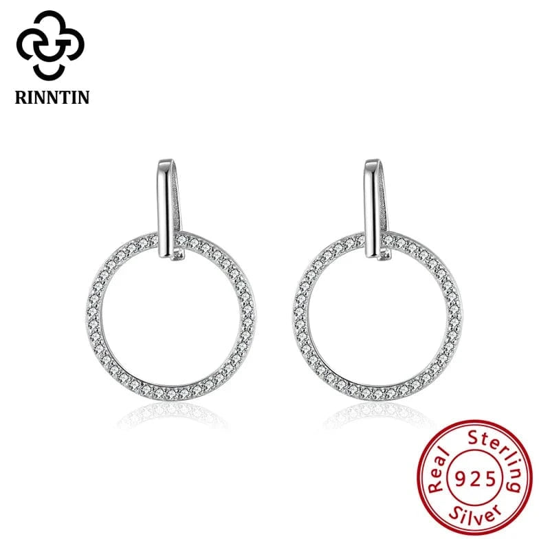 RINNTIN APE 2023 Fashion Jewelry 14k Gold Plated Drop Earring 925 Sterling Silver Huggie Hoop Small Earrings with Zircon