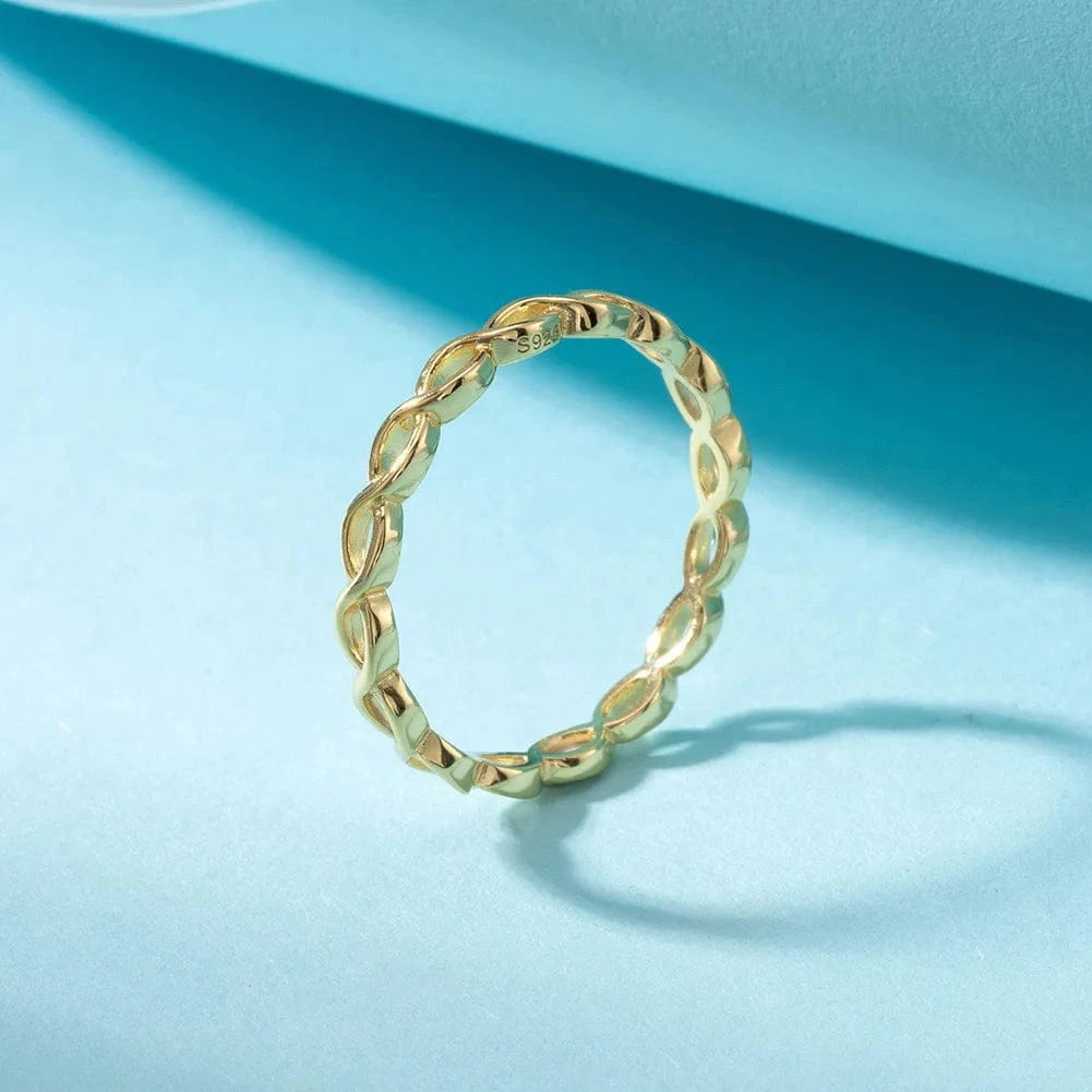 RINNTIN APR27 Wholesale Fine Jewelry 14K Gold Plated 925 Sterling Silver Infinity Ring Minimalism Classic Band Rings For Couples