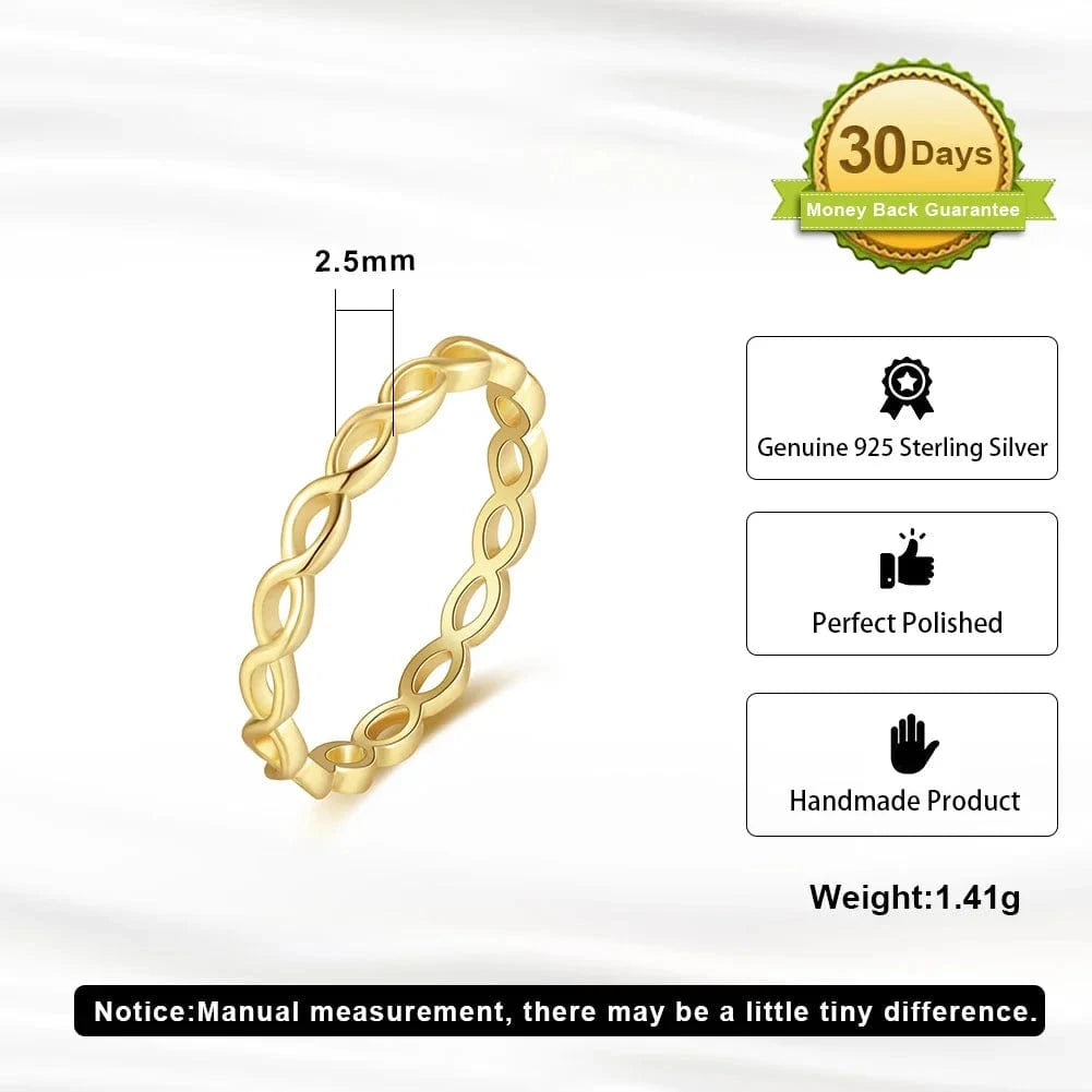 RINNTIN APR27 Wholesale Fine Jewelry 14K Gold Plated 925 Sterling Silver Infinity Ring Minimalism Classic Band Rings For Couples