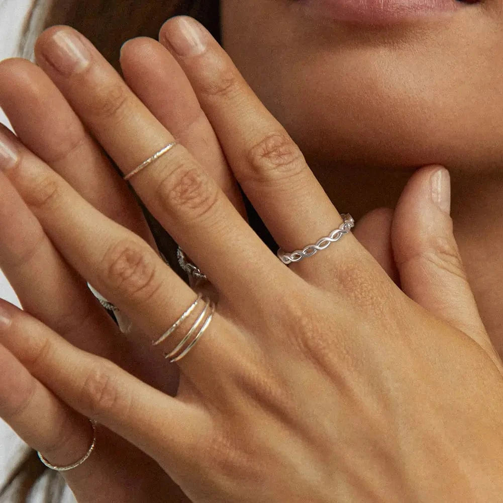 RINNTIN APR27 Wholesale Fine Jewelry 14K Gold Plated 925 Sterling Silver Infinity Ring Minimalism Classic Band Rings For Couples