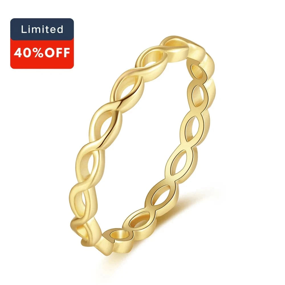 RINNTIN APR27 Wholesale Fine Jewelry 14K Gold Plated 925 Sterling Silver Infinity Ring Minimalism Classic Band Rings For Couples
