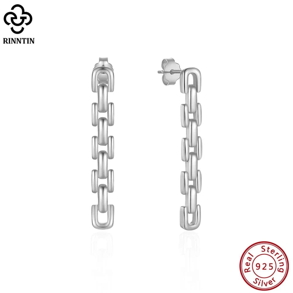 RINNTIN EQE112 Fine Jewelry Stud Earrings 925 Sterling Silver Tassel Earrings For Women