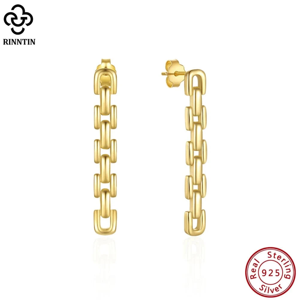 RINNTIN EQE112 Fine Jewelry Stud Earrings 925 Sterling Silver Tassel Earrings For Women