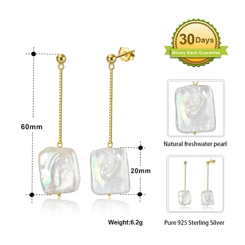 Rinntin GPE05 S925 Silver Pearl Jewelry 14K Gold Baroque Irregular Freshwater Dangle Pearl Earring For Women
