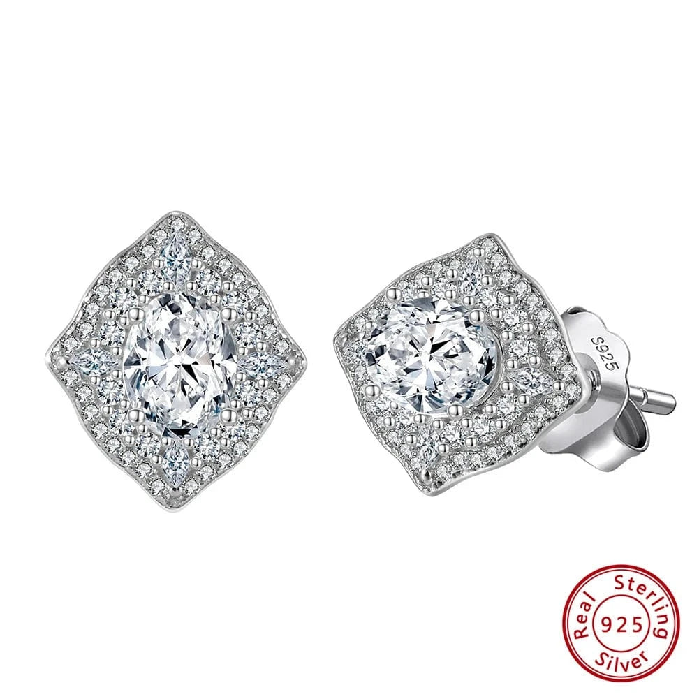 RINNTIN LM 925 Sterling Silver Earrings 8A Zirconia Studs Luxury Party Jewelry Exquisite Female Gift Classic Screw Back Studs
