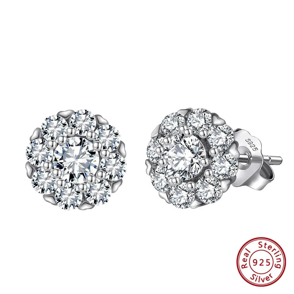 RINNTIN LM 925 Sterling Silver Earrings 8A Zirconia Studs Luxury Party Jewelry Exquisite Female Gift Classic Screw Back Studs