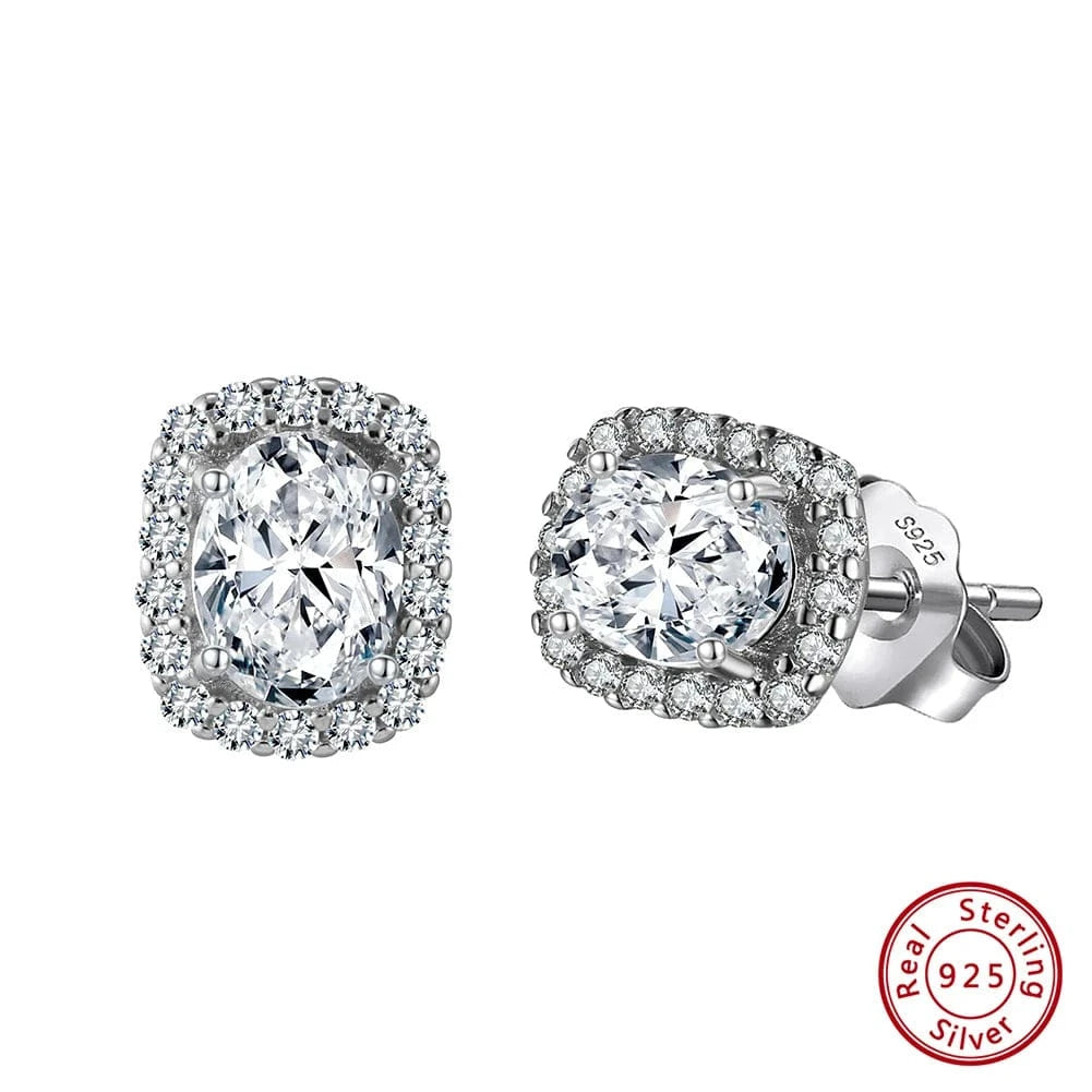 RINNTIN LM 925 Sterling Silver Earrings 8A Zirconia Studs Luxury Party Jewelry Exquisite Female Gift Classic Screw Back Studs